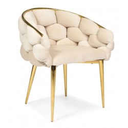 Krzesło glamour balloon beżowy złote nogi