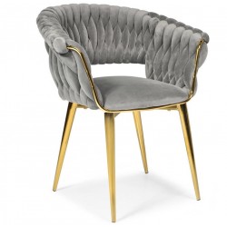 Krzesło glamour na złotych nogach szare