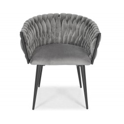 ROZALI szare krzesło tapicerowane plecione - Zdjęcie 2