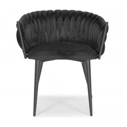 ROZALI czarne krzesło tapicerowane welurowe - Zdjęcie 2