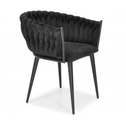 ROZALI czarne krzesło tapicerowane welurowe - Zdjęcie 4