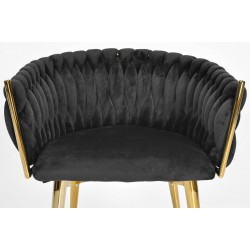 ROZALI krzesło glamour czarne złoty stelaż - Zdjęcie 4