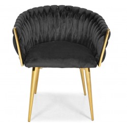 ROZALI krzesło glamour czarne złoty stelaż - Zdjęcie 2