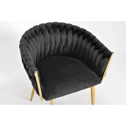 ROZALI krzesło glamour czarne złoty stelaż - Zdjęcie 3