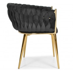 ROZALI krzesło glamour czarne złoty stelaż - Zdjęcie 5