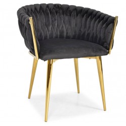 ROZALI krzesło glamour czarne złoty stelaż - Zdjęcie 1