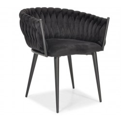 ROZALI czarne krzesło tapicerowane welurowe - Zdjęcie 1