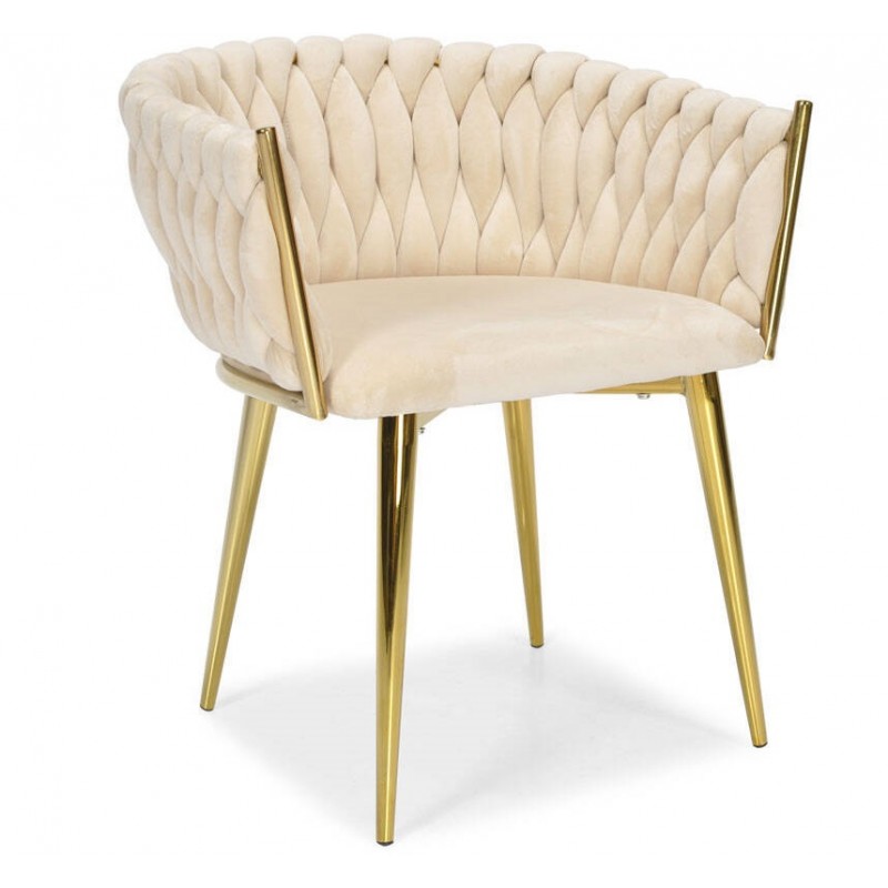 ROZALI Beżowe krzesło tapicerowane glamour