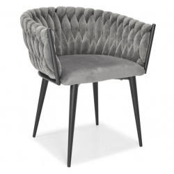 ROZALI szare krzesło tapicerowane plecione - Zdjęcie 1