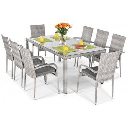 Zestaw mebli ogrodowych stół i krzesła technorattan 8 osób MALWA