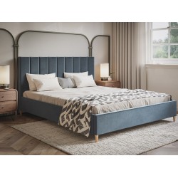 Łóżko sypialniane na drewnianych nóżkach LUXO 2
