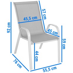 PUERTO zestaw ogrodowy stół + 6 krzeseł srebrno-czarny - Zdjęcie 12