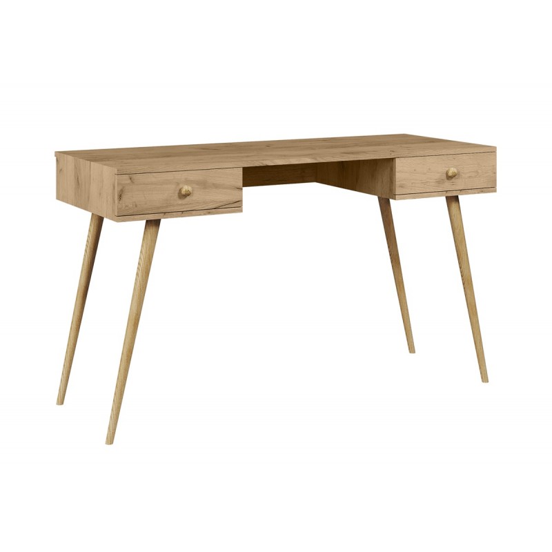 Biurko z szufladami w stylu skandynawskim Dąb Craft złoty