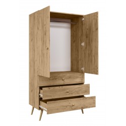 Szafa z szufladami i drążkiem w stylu boho - Dąb Craft złoty - Zdjęcie 2