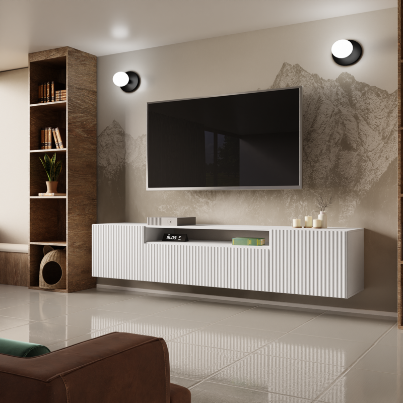 NOELI wisząca szafka RTV pod telewoizor, ryflowana