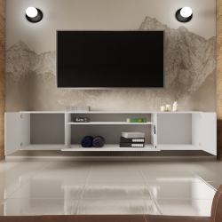 NOELI wisząca szafka RTV pod telewoizor, ryflowana - Zdjęcie 2