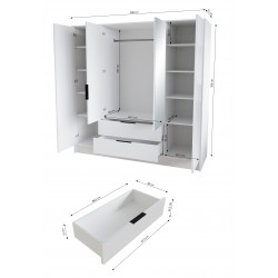 Gładka szafa Nikola 200 do sypialni bez lustra - Zdjęcie 4