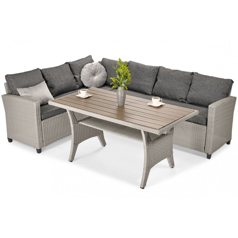 Zestaw mebli ogrodowych z technorattanu HOLI - SZARY