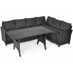 Zestaw mebli ogrodowych z technorattanu HOLI - CZARNY - Zdjęcie 3