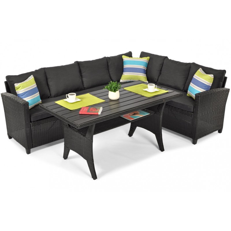 Zestaw mebli ogrodowych z technorattanu HOLI - CZARNY