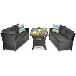 Zestaw mebli ogrodowych z technorattanu HOLI - CZARNY - Zdjęcie 4