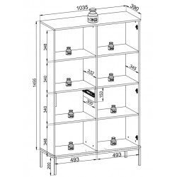 SANTI Wysoka witryna z lamelami w kolorze kaszmir - Zdjęcie 6