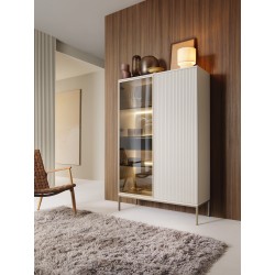 SANTI Wysoka witryna z lamelami w kolorze kaszmir - Zdjęcie 5