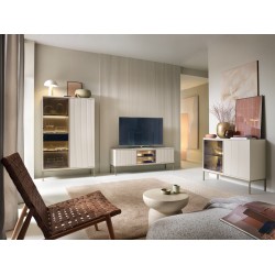 SANTI Wysoka witryna z lamelami w kolorze kaszmir - Zdjęcie 4