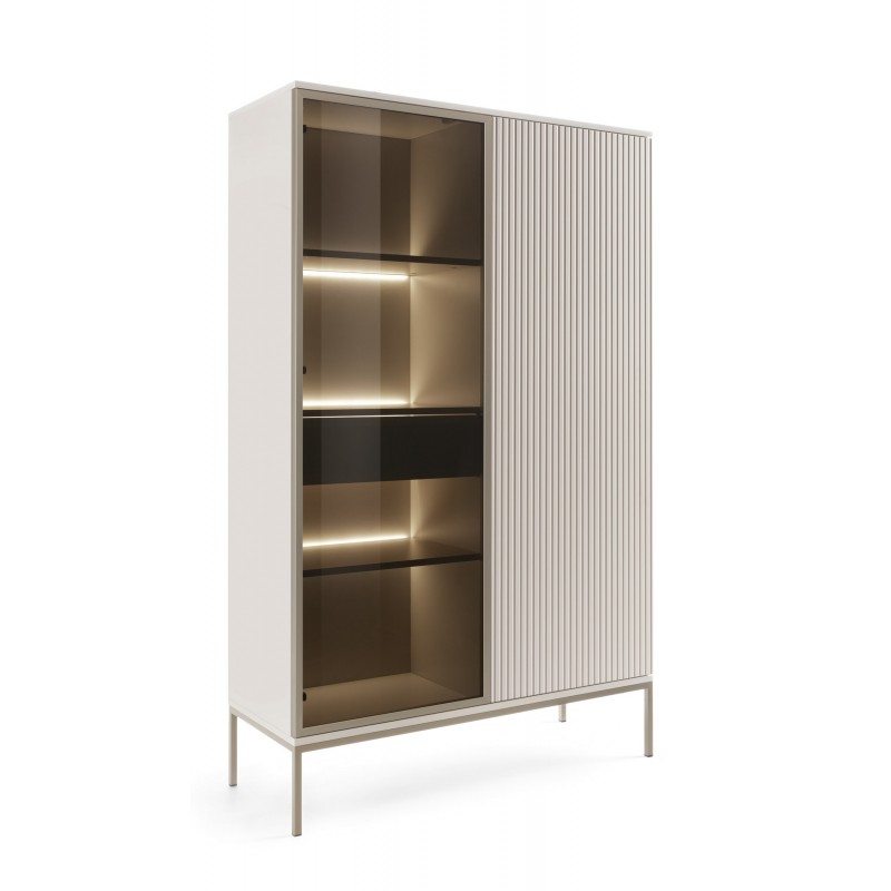 SANTI Wysoka witryna z lamelami w kolorze kaszmir