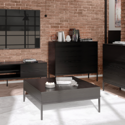 Stolik kawowy Industrialny z szufladami na metalowych nogach - czarny - Zdjęcie 4