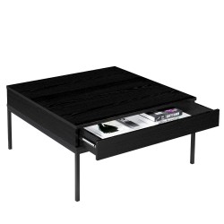 Stolik kawowy Industrialny z szufladami na metalowych nogach - czarny - Zdjęcie 3