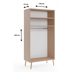 Szafa Kaszmirowa głęboka - drewniane nóżki, 2 półki i drążek styl skandynawski boho - Zdjęcie 7