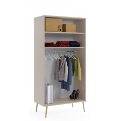 Szafa Kaszmirowa głęboka - drewniane nóżki, 2 półki i drążek styl skandynawski boho - Zdjęcie 5