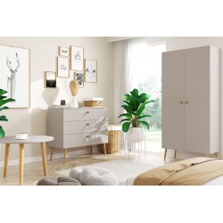 Szafa Kaszmirowa głęboka - drewniane nóżki, 2 półki i drążek styl skandynawski boho - Zdjęcie 3