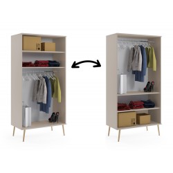 Szafa Boho głęboka drewniane nóżki 2 półki i drążek Macchiato styl skandynawski - Zdjęcie 4