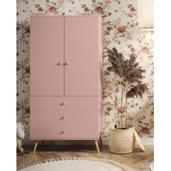 Szafa z szufladami i drążkiem w stylu boho Róż naturalny - Zdjęcie 3