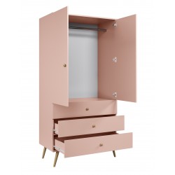 Szafa z szufladami i drążkiem w stylu boho Róż naturalny - Zdjęcie 2