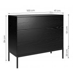 Komoda Wąska Industrialna na metalowych nóżkach, czarna - Zdjęcie 4