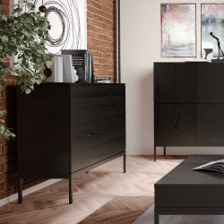 Komoda Wąska Industrialna na metalowych nóżkach, czarna - Zdjęcie 5