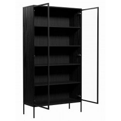 Witryna Industrialna ze szklanymi drzwiami na metalowych nogach, czarna - Zdjęcie 2