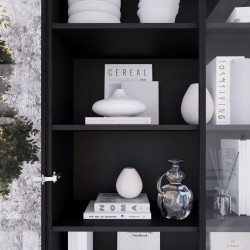 Witryna Industrialna ze szklanymi drzwiami na metalowych nogach, czarna - Zdjęcie 5