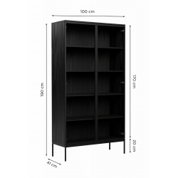 Witryna Industrialna ze szklanymi drzwiami na metalowych nogach, czarna - Zdjęcie 6