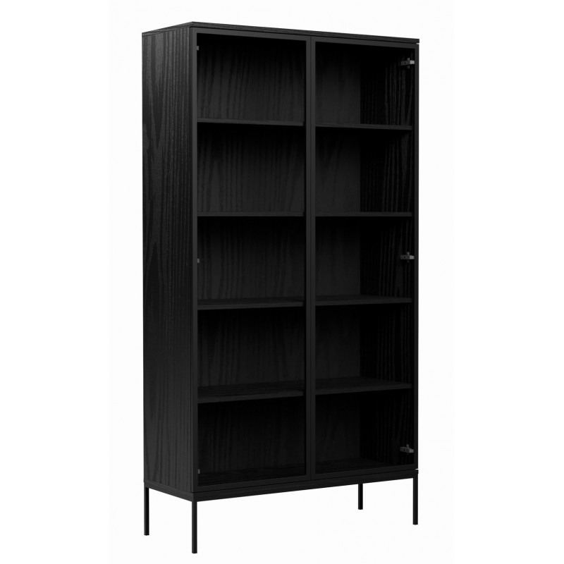 Witryna Industrialna ze szklanymi drzwiami na metalowych nogach, czarna