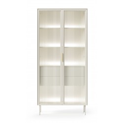 LUMIN Witryna Wysoka do salonu w kolorze kaszmirowym 2D2S+LED - Zdjęcie 2