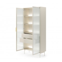 LUMIN Witryna Wysoka do salonu w kolorze kaszmirowym 2D2S+LED - Zdjęcie 3