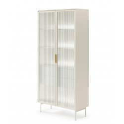 LUMIN Witryna Wysoka do salonu w kolorze kaszmirowym 2D2S+LED