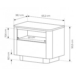 ORRO Stolik nocny o zaokrąglonym kształcie - Zdjęcie 5