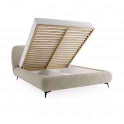 ELLE Nowoczesne łóżko tapicerowane w tkaninie boucle - Zdjęcie 8