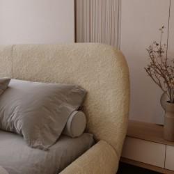 ELLE Nowoczesne łóżko tapicerowane w tkaninie boucle - Zdjęcie 6