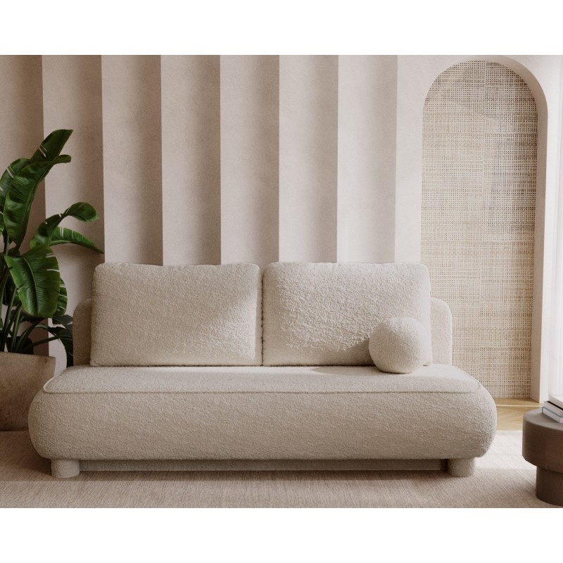 MAJA Nowoczesna Kanapa z funkcją spania w tkaninie boucle